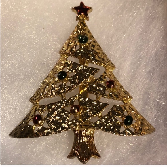Vintage Christmas Tree Brooch Pin - Picture 3 of 4